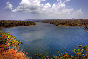 Chagres River, Waterfall, Embera Indian Village and Canal: Gatun Locks